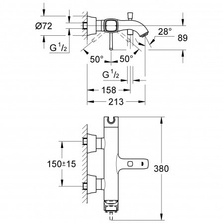 Смеситель для ванны Grohe Grandera 23317GI0 хром/золото