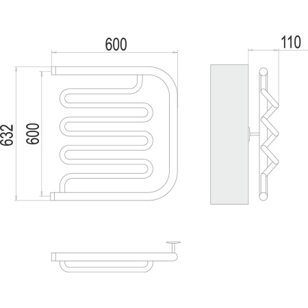 Полотенцесушитель водяной Terminus Фокстрот-Лиана (1") 60х60