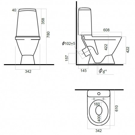 Унитаз-компакт Sanita Лада эконом LDASACC01090111 с бачком и стандартным сиденьем