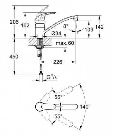 Смеситель для кухни Grohe Euroeco 32750000 хром