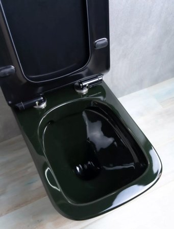 Унитаз напольный безободковый GID Tr2170BL с сиденьем микролифт, черный глянцевый