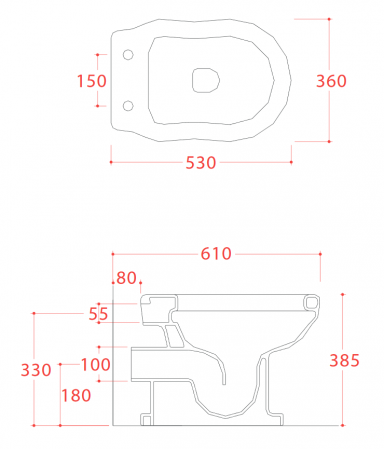 Унитаз приставной (бачок в стене) ArtCeram Hermitage HEV003 03;00 черный, без сиденья