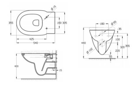 Комплект унитаза с инсталляцией Roca Debba round 893104980, глубина унитаза 54см, без клавиши в комплекте, с микролифтом, безободковый, быстросъемное