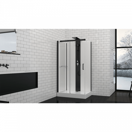 Душевая кабина Black&White G8708 110x80x217 профиль черный матовый, стекло прозрачное