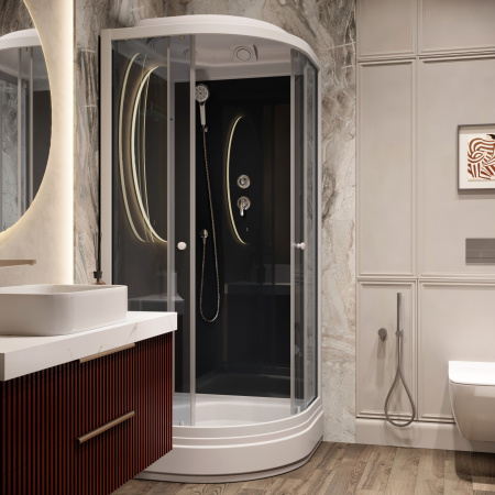 Душевая кабина Parly Classic CM101 100x100x215 профиль белый, стекло тонированное