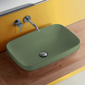 Раковина встраиваемая сверху / накладная 60см Kerasan Tribeca 514311 зеленый матовый