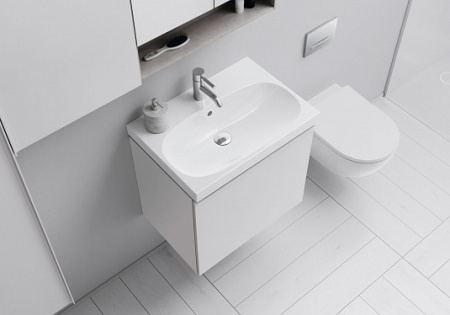 Унитаз с инсталляцией подвесной GEBERIT Acanto 500.301.KJ.A клавиша смыва белый