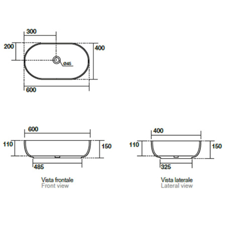 Раковина накладная 60см Kerasan Nolita 534389 серый матовый
