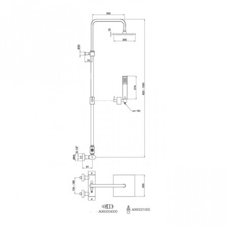 Душевая стойка Webert Wolo WO980104015PVC хром
