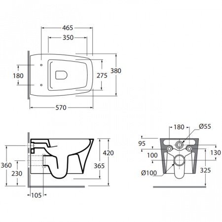 Унитаз подвесной Azzurra Hera HEVKSPE00000BI безободковый