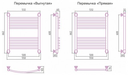 Полотенцесушитель водяной Сунержа Богема+ 60х50 перемычка выгнутая, золото