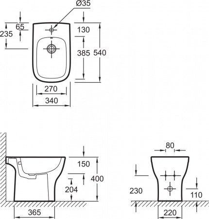 Биде напольное Jacob Delafon Struktura EBC0002