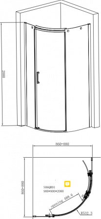 Душевой угол Jacob delafon E22R90L-GA 88x88x200 профиль хром, стекло прозрачное
