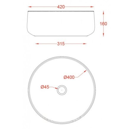 Раковина накладная 42см ArtCeram Cognac COL001 белый