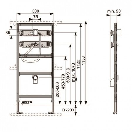 Инсталляция для писсуаров TECE Profil 9320008