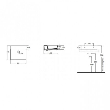 Раковина накладная 50см Azzurra Elegance EQA50 bi*0 белый