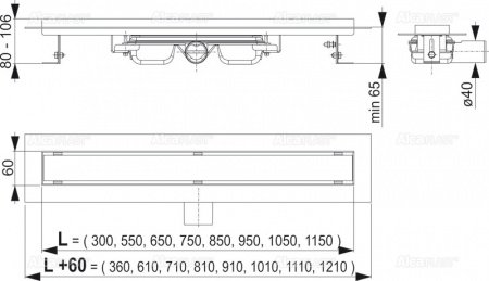 Душевой лоток AlcaPlast APZ106-1150 с опорами
