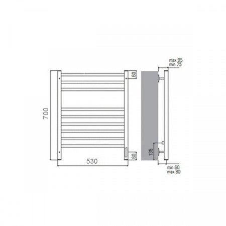 Полотенцесушитель электрический Terminus Ватикан П9 500x700