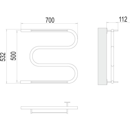 Полотенцесушитель водяной Terminus М-образный (1") 50х70