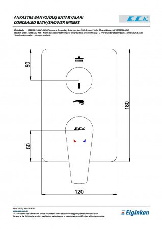 Смеситель для ванны на два потребителя E.C.A Niobe 102167213EX-KDE хром