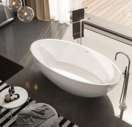 Ванна отдельностоящая Gruppo Treesse Carezza 180 иск. камень, белый глянцевый