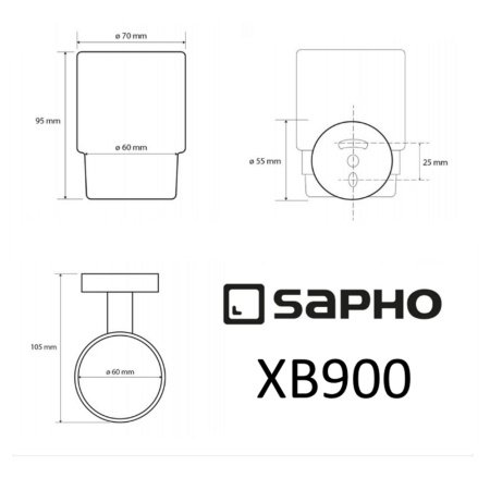 Стакан для ванной Sapho X-ROUND BLACK XB900 черный