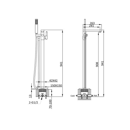 Смеситель для ванны напольный Vincea  VTF-101CH хром