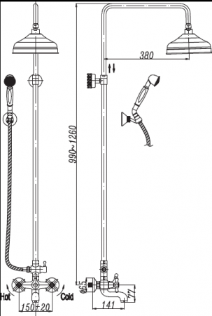 Душевая стойка Cezares RETRO-CVD2-01 хром