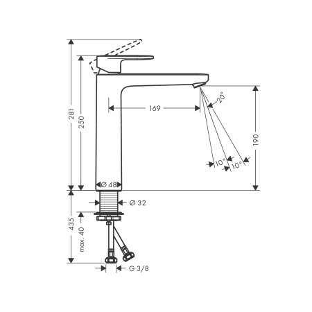 Смеситель для раковины Hansgrohe Vernis Shape 71591670 черный матовый