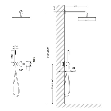 Встраиваемая душевая система со смесителем Timo Saona SX-2349/19SM розовое золото