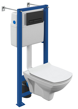 Комплект Cersanit CITY CO DPL EO slim инсталляция LINK PRO кнопка Blick пластик черный матовый