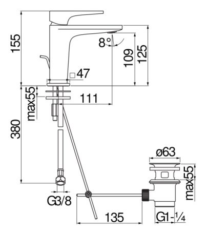 Смеситель для раковины Nobili Seven SE124118/1CR хром