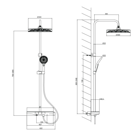 Душевая стойка с термостатом Vincea Inspire VSFS-3I12TCH хром