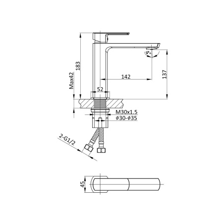 Смеситель для раковины Vincea Next VBF-1N1CH хром