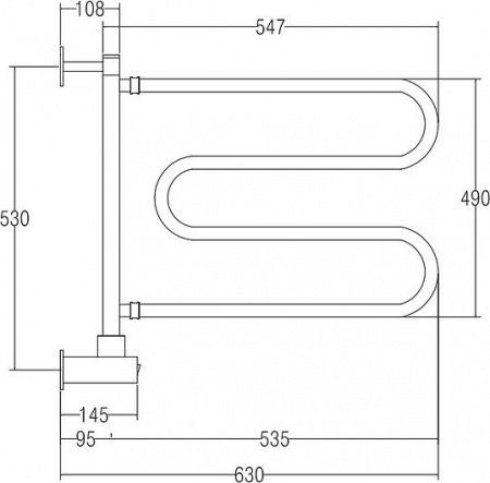 Полотенцесушитель электрический Margaroli Vento 500 530х630 бронза