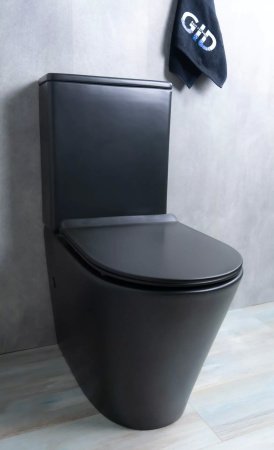 Унитаз напольный безободковый GID Tr2179BM с сиденьем микролифт, черный матовый