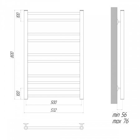 Полотенцесушитель водяной Lemark Ursus LM72810 П10 500x800, хром