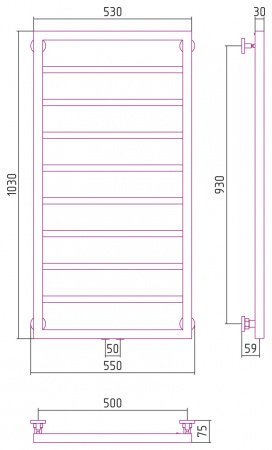 Полотенцесушитель водяной Сунержа Канцлер 100х50 хром