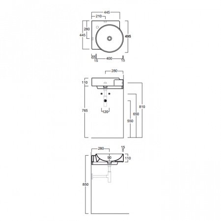 Раковина Simas Flow FL 24 с 1 отверстием под смеситель