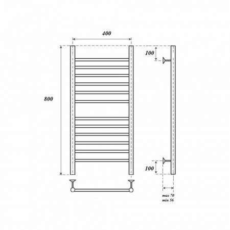 Полотенцесушитель водяной Point PN10148S П12 400x800, хром