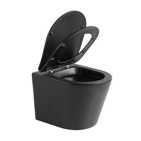 Унитаз подвесной безободковый Vincea Piatti VT1-11SMB черный матовый, с сиденьем микролифт