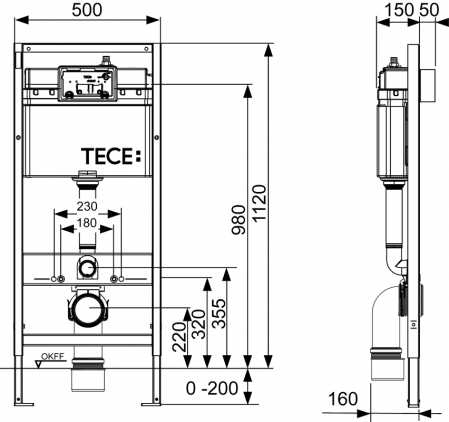 Готовое решение для подвесных унитазов TECE Profil K440920 белый