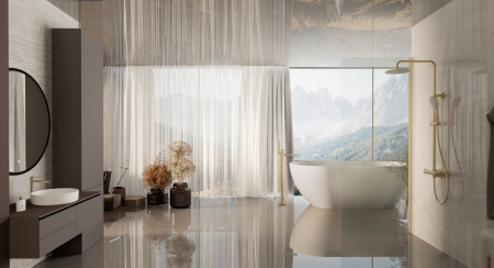 Душевая стойка со смесителем Vincea Rondo VSFS-1R0BG золото матовое