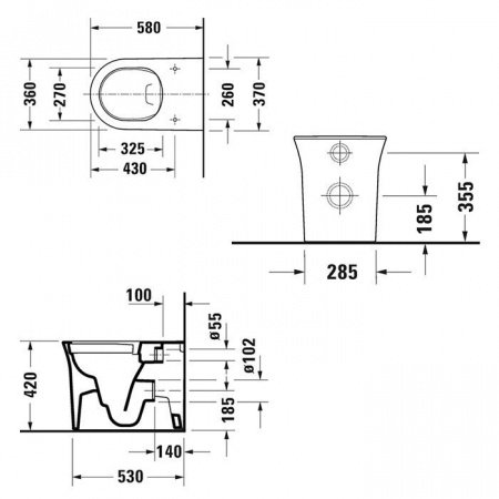Унитаз приставной безободковый Duravit White Tulip 2001090000 без сиденья