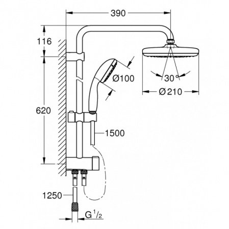 Душевая стойка Grohe New Tempesta System 26381001 хром
