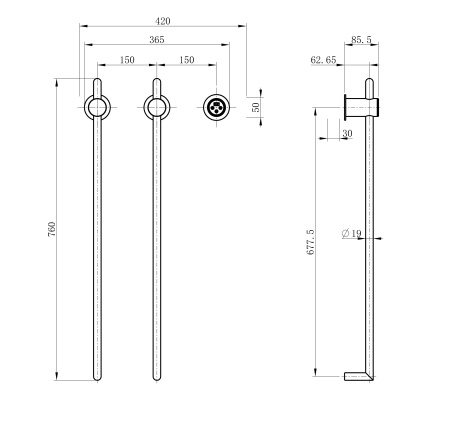 Полотенцесушитель электрический встраиваемый WONZON & WOGHAND LEIPZIG, Черный матовый (WW-AL3621-MB)