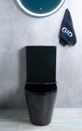 Унитаз напольный безободковый GID Tr2179BL с сиденьем микролифт, черный глянцевый