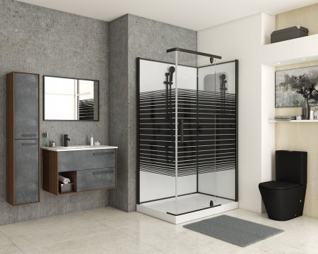 Душевая кабина Grossman GR272QL 80x120x205 профиль черный, стекло прозрачное с узором