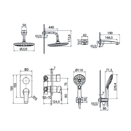 Встраиваемая душевая система с изливом Iddis Ray RAYSB03i68 хром