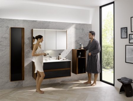 Шкаф-пенал Vitra Metropole 40 подвесной L Сливовое дерево Черный